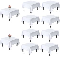 6Pack White Square Tablecloths 52 × 52 Inch, White Polyester Table Cloth