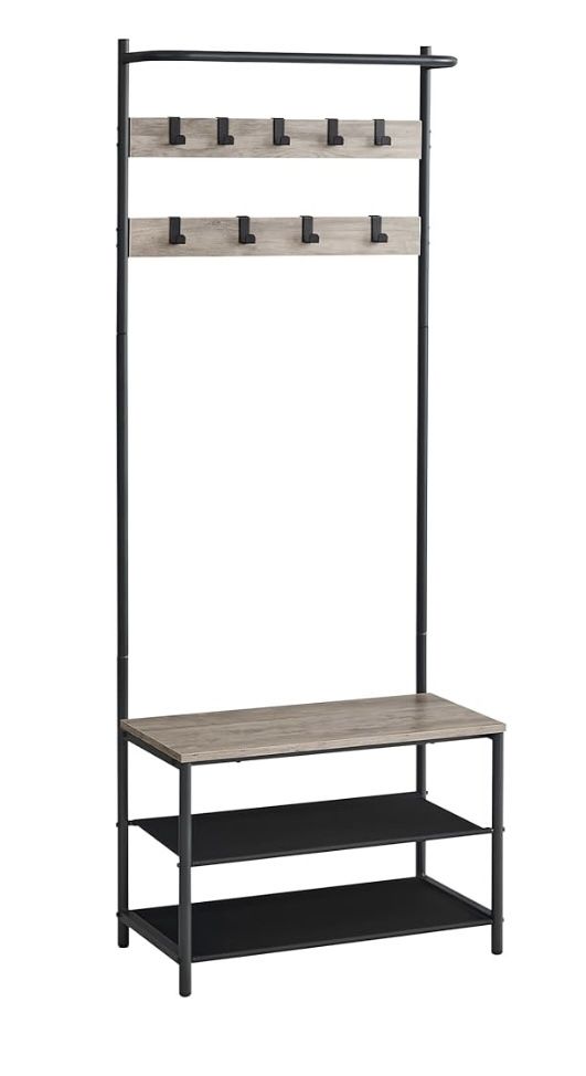 Entryway Bench with Coat Rack Stand and Shoe Rack