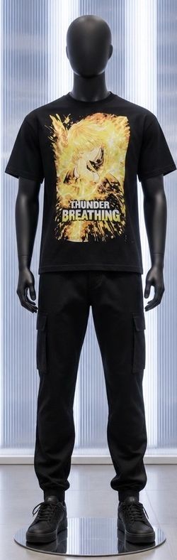 Thunder Breathing Anime Graphic T-Shirt Black