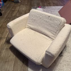 ALIMORDEN 2-in-1 Flip Out Cuddly Sherpa Kids Couch, Convertible Sofa to Lounger, Cream