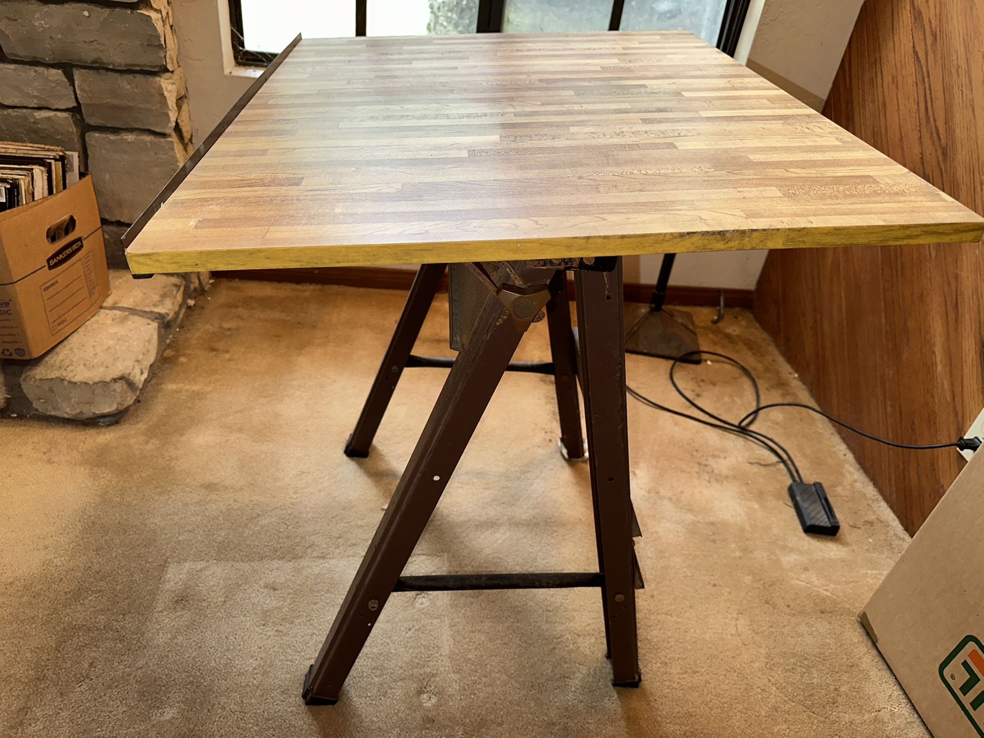 Drafting Table With Metal Frame.