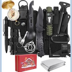 New Survival Kit 17 in 1, Survival Gear and Supplies for Adult Teen