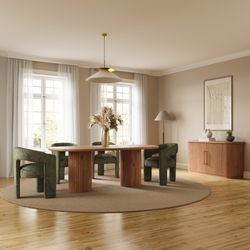 Breck Black/Forest Double Pedestal Dining Table w/ 4 Sven Chairs