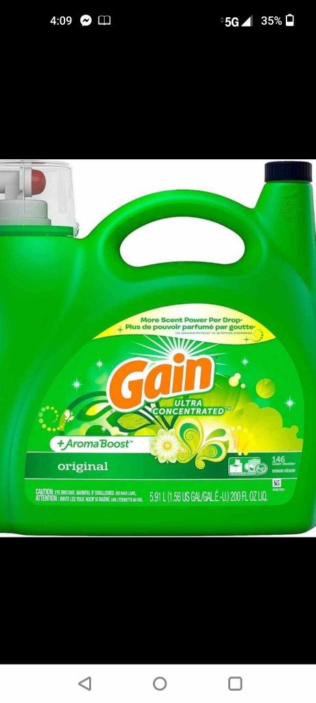 5 gallon Bucket Of Gain Liquid Detergent 30 Dollars