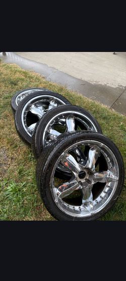 24" 6 LUGZ RIMS AND TIRES...NO TRADE