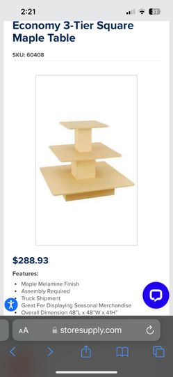 New In Box 48 Inch 3 Tiered Retail Display Table