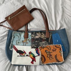 T Shopper Tote Patchwork Embellished Denim and Leather Large from Loewe