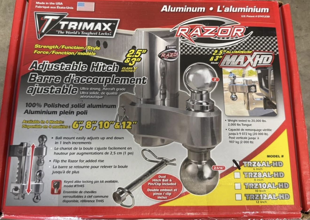 Trimax TRZ6AL-HD Adjustable Hitch (New, Never Used)