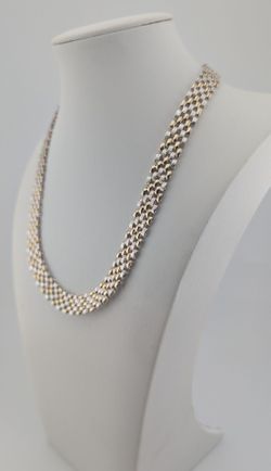 925 Two-Tone Sterling Silver Statement Necklace