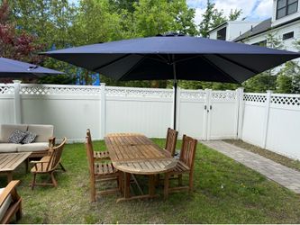 Purple Leaf 10’ Square Cantilever Rectractible Umbrella - Navy Blue