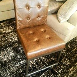 Dark Brown and Black Counter Stools (Set of 2) Faux Leather