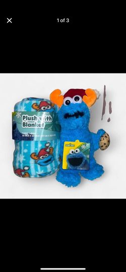 Sesame Street Cookie Monster Christmas Holiday Plush and Blanket Set