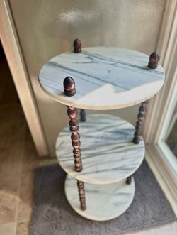 3 Tier Marble and Wood Plant Stand / Display Table