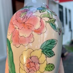 Beautiful hand, painted floral vintage table vase