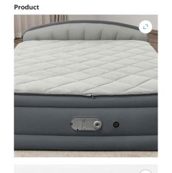 Queen Size Inflatable Air Mattress with Built-In Pump, Headboard & Cushioned Sleeping Surface
