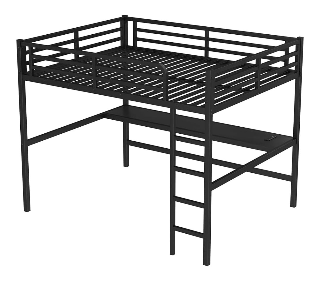 Queen Size Loft Bed With Desk And Led