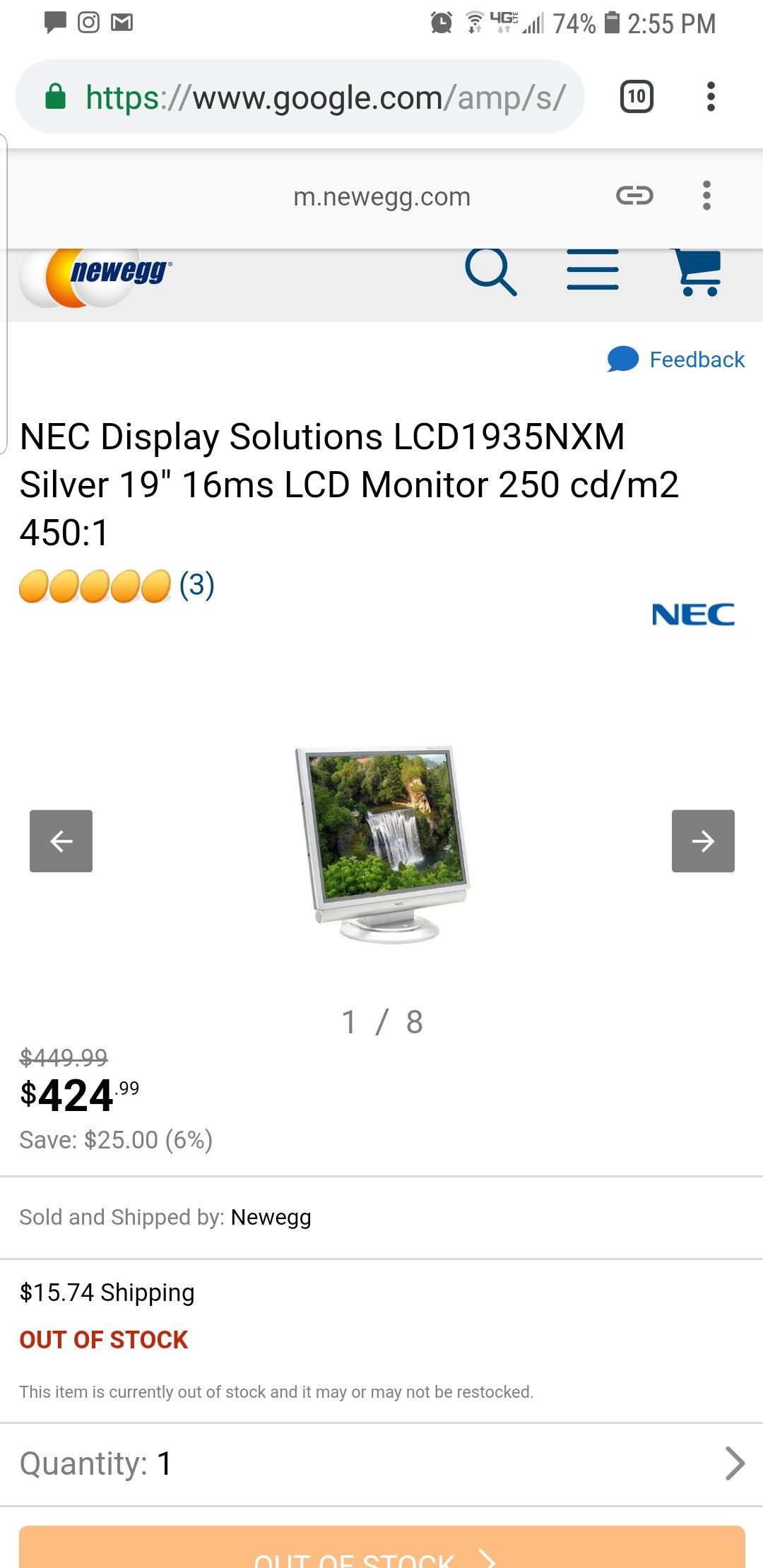 NEC 19" LCD1935NXM LCD monitor