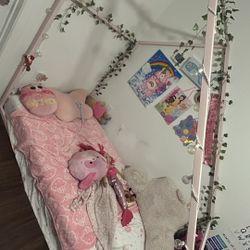 Girl’s Canopy Bed Frame And Mattress