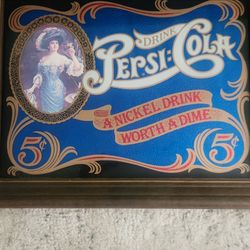 Pepsi-Cola Vintage Style Framed Advertising Mirror