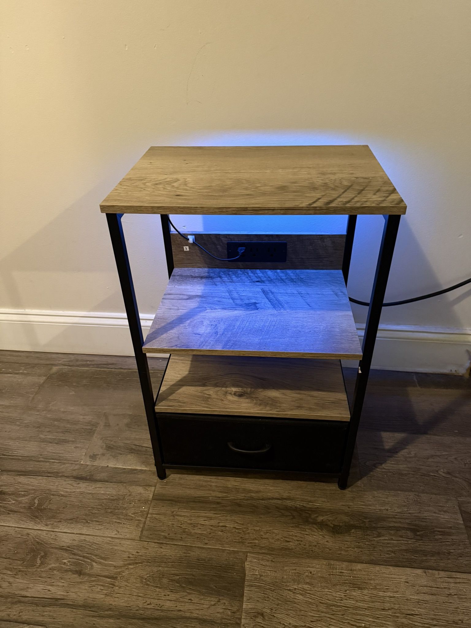 End Table / Night Stand With Outlets And Built In Light