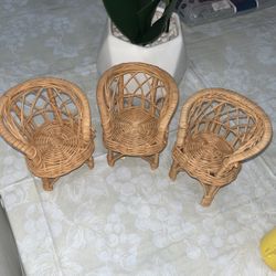 Barbie Furniture 3 Wicker Chairs