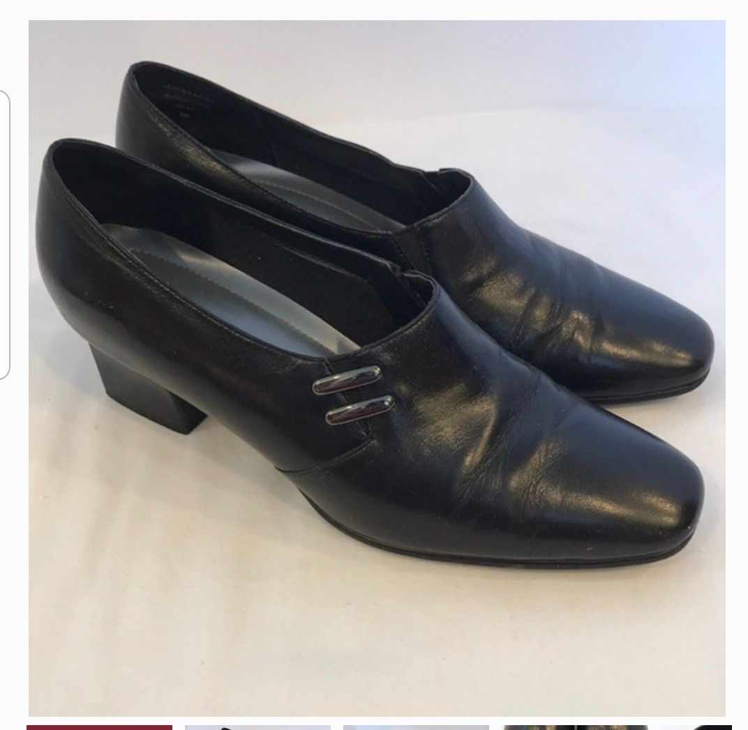 Karen Scott Soft Step Riley Slip On Leather Black 10 M shoe Boot 2" Heel