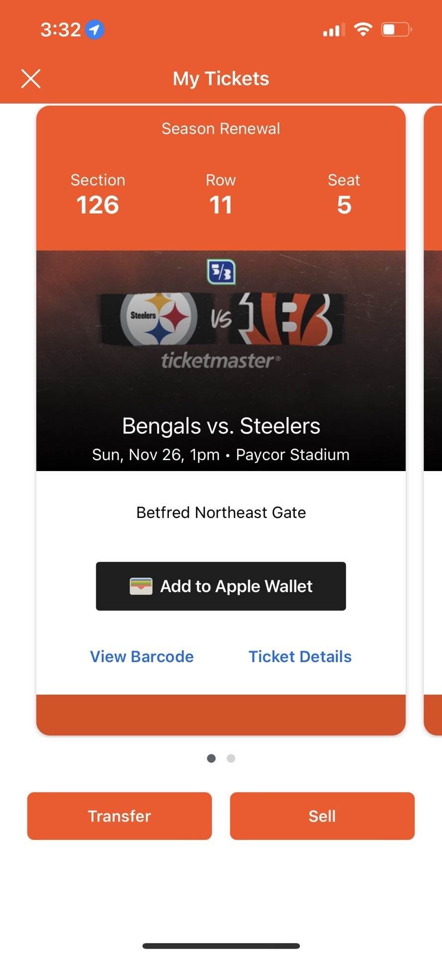 Steelers @ Bengals 11/26