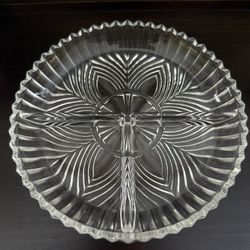 Cut Glass Divided Dish ..vintage 