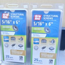 New Estructural Screws 5/16" x 6" ( 2 pack of 20 pcs)