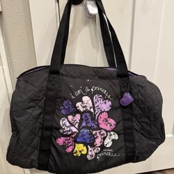 Vera Wang Princess Gym Dance Duffle Bag Quilted Printed Black Nylon 11x23x10