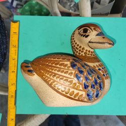 Duck Painted  Signed Mexican Artist Pottery