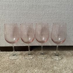 4 Pink Tinted Wine glasses