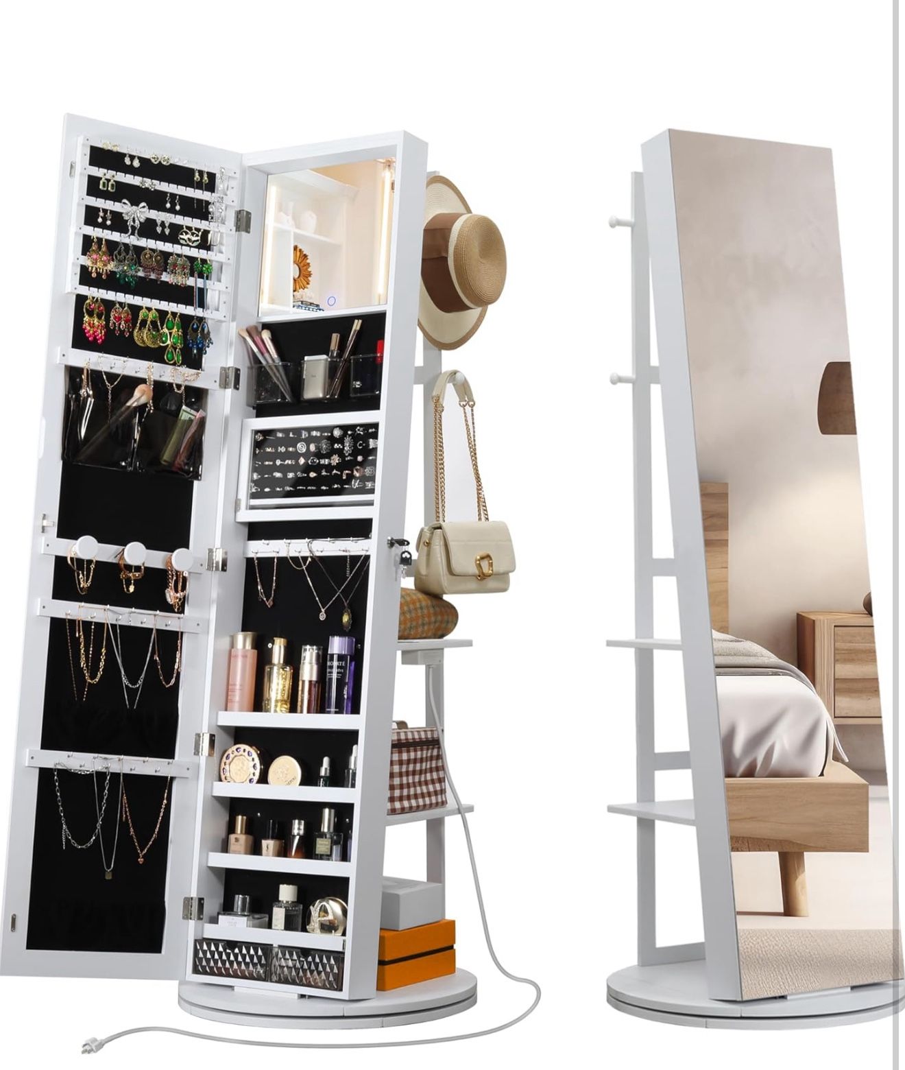 Swivel Lockable Jewelry Armoire