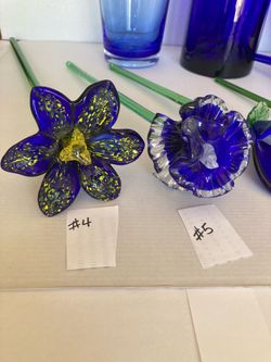 Cobalt Blue Glass Flowers