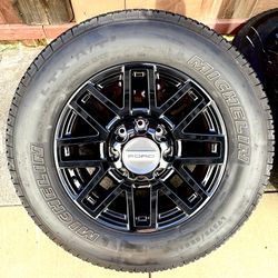 20” Ford F250 Lariat Gloss Black OEM Wheels w/ sensors and Michelin Tires 65% Tread