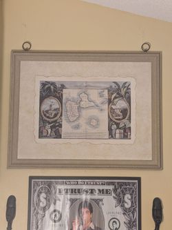 John Richard Fine Wall Art – Colonial Guadeloupe Historical Map & Vignettes (Model GRF-1495A)