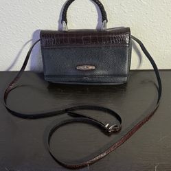 BRIGHTON Organizer Wallet Crossbody Purse brown/black Leather 