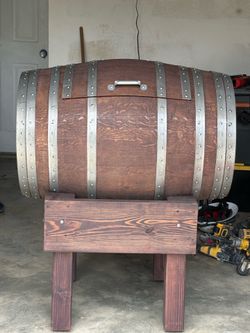 Handcrafted wooden barrel cooler