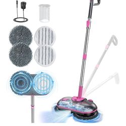 Brand New Electric Cordless Spin Spray Mop – Rechargeable Floor Cleaner (Pink/White)