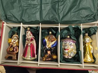 RARE!! Mouth Blown Disney Beauty and the Beast Enchanted Christmas Ornaments