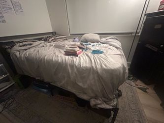 Charcoal grey full Bed frame with headboard