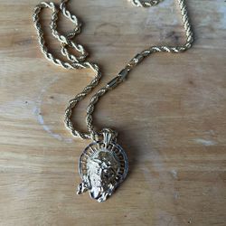 16 Inch gold Chain Jesus Piece 