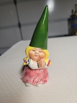 Vintage 1979 Uniebock ceramic GNOME blonde woman salt shaker