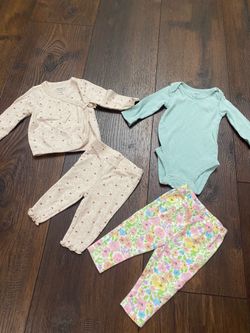 Lot of 4 Girls Shirts And Pants Size 3 Months By Baby Easentials #4