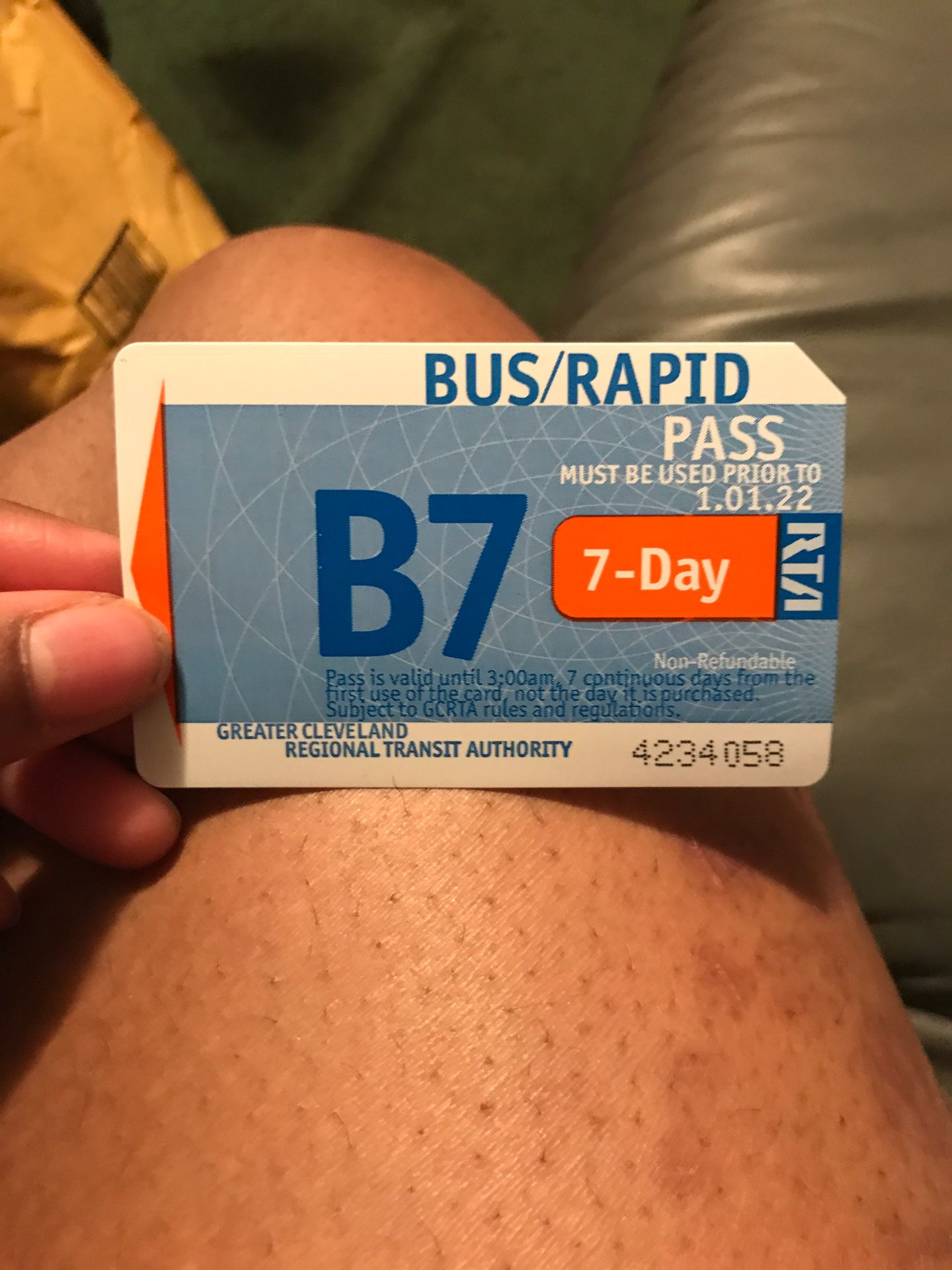 7 day bus pass never used