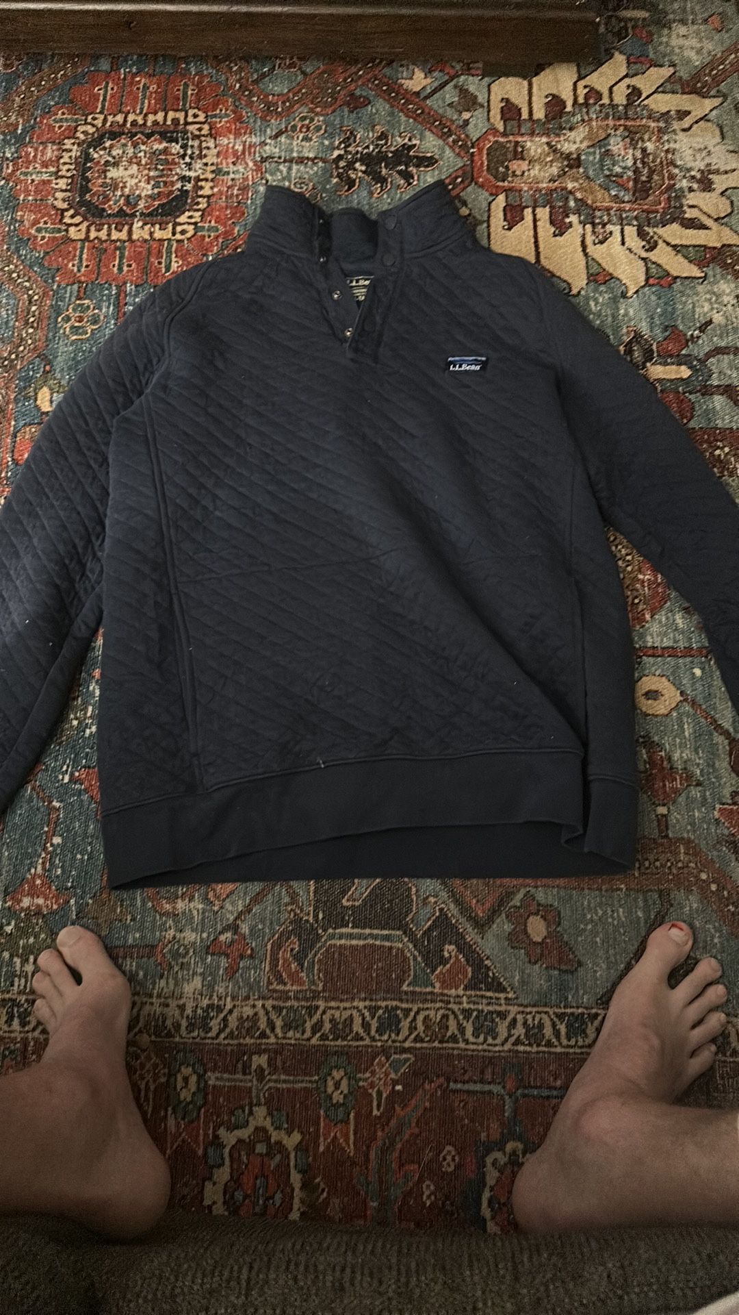 LL Bean Quarter Zip Fleece Size Large Tall