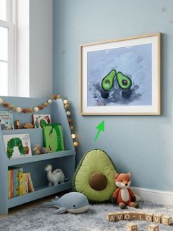 Original Acrylic Painting Avocado Halves Canvas Signed Tiffany Calloway Art 8x10