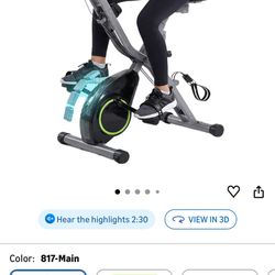 Foldable Exercise Bike Stationary Bikes for Home, 5 IN 1 Indoor Workout Bike, Cycling Bike with 16-Level Quiet Magnetic Resistance, 6.6 LBS Flywheel a