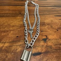 Layered Key & Lock Necklace – Choker + Drop Chain