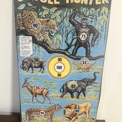 1972 Rare Jungle Hunter Marx Toys Shooting Target Tin Game